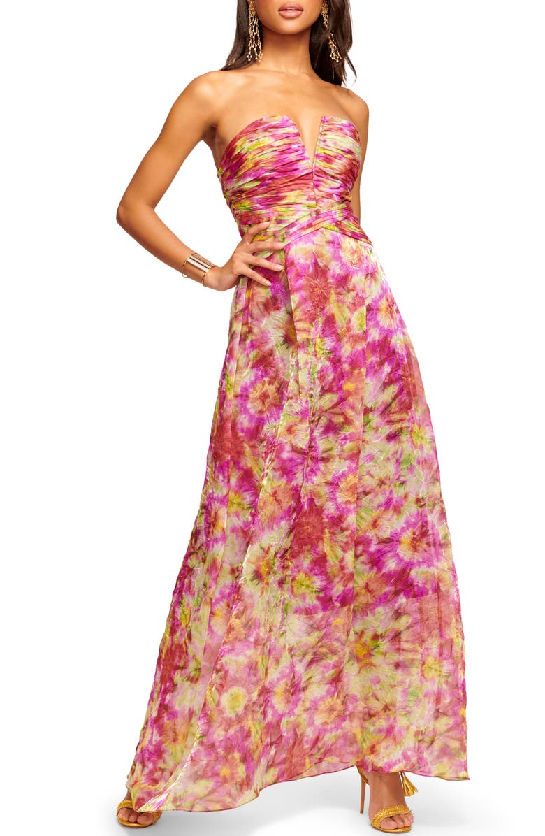 Ramy Brook Sierra Pleated Bodice Strapless Gown, Main, color, 