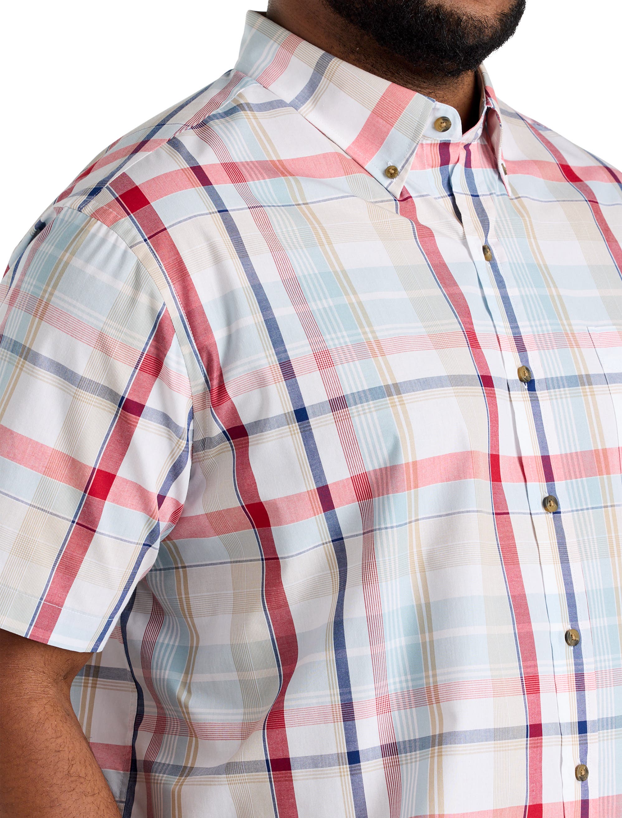 Big & Tall Easy-Care Large Plaid Sport Shirt V7 - image 2