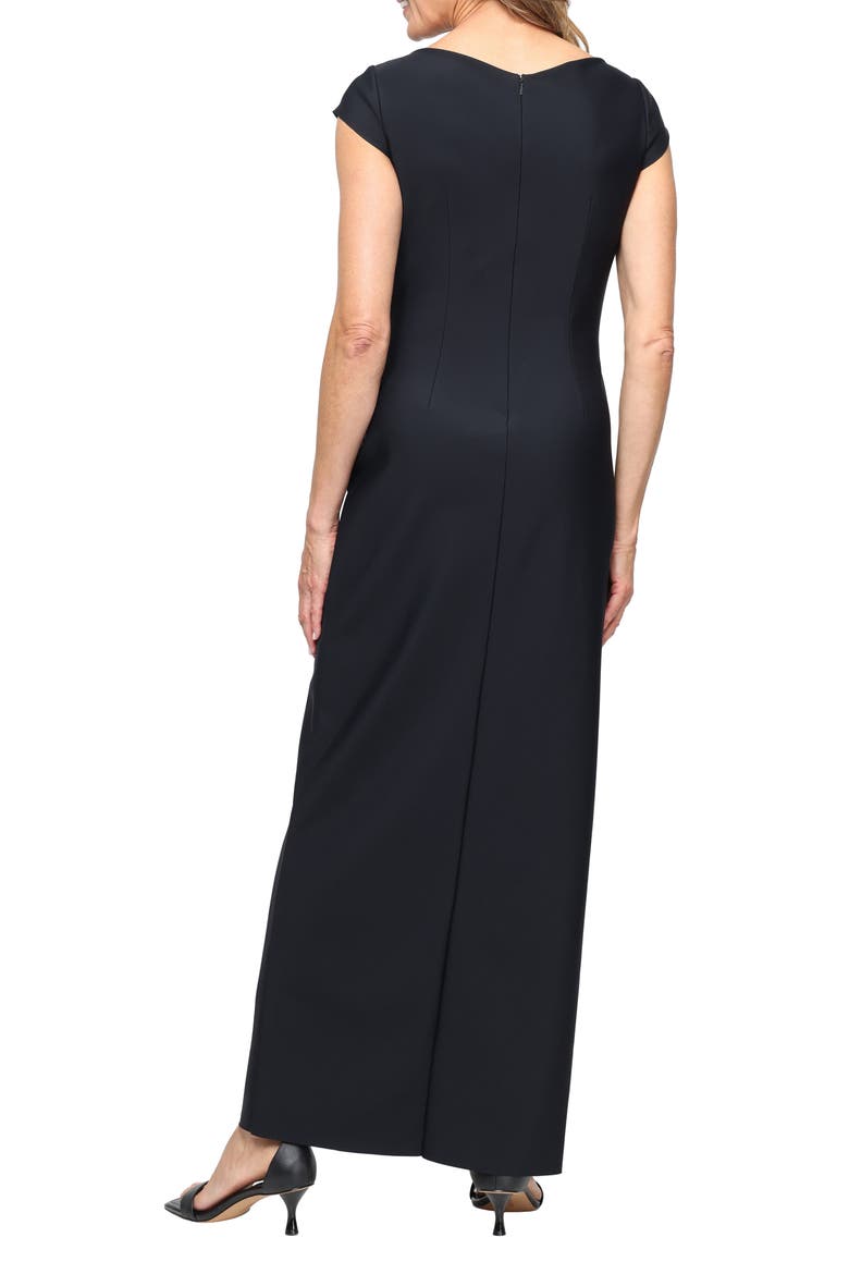 Ruched Beaded Gown, Alternate, color, BLACK