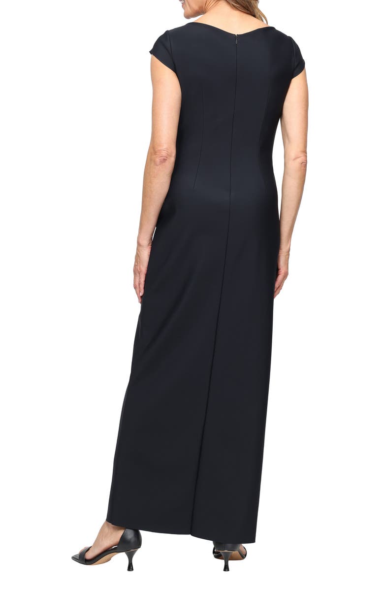 Alex Evenings Ruched Beaded Gown, Alternate, color, Black