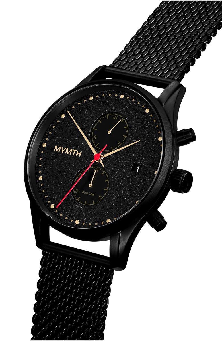 MVMT WATCHES MVMT Voyager Caviar Chronograph Mesh Strap Watch, 42mm, Alternate, color,