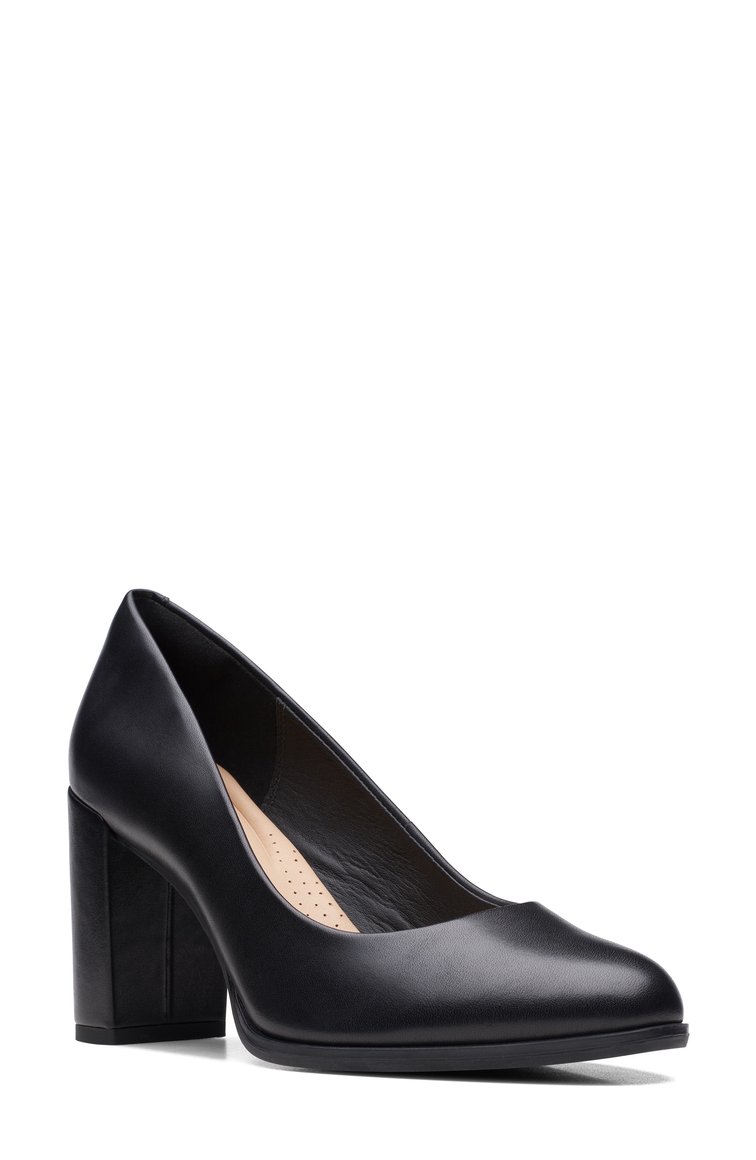 Freva85 Court Pump, Main, color, BLACK LEATHER