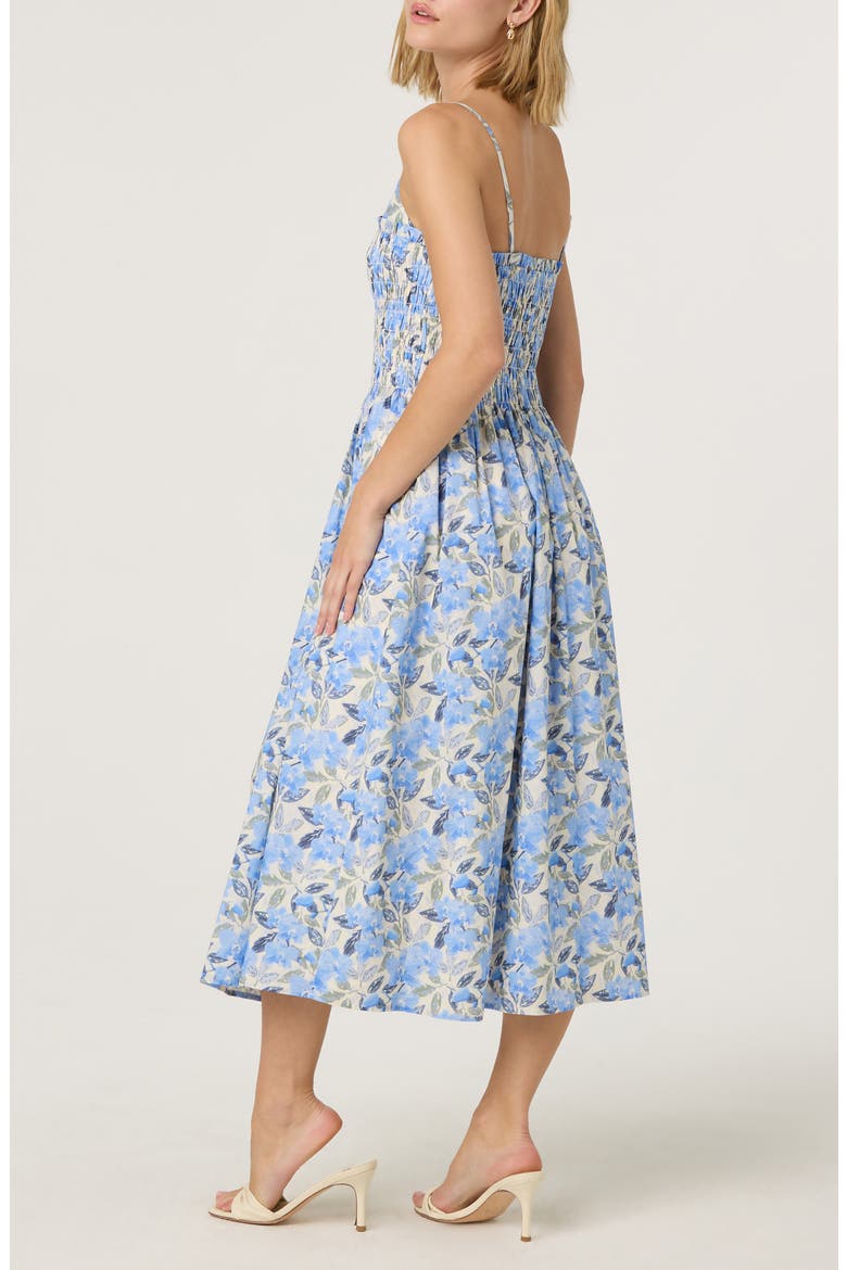 Floral Print A-Line Dress, Alternate, color, BLUE CREAM FLORAL