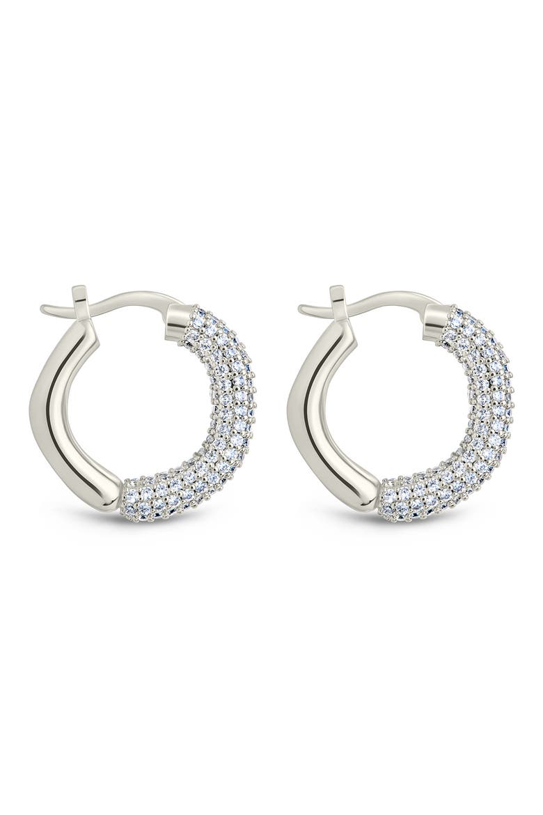 Cordelia Pavé Cubic Zirconia Huggie Hoop Earrings, Alternate, color, SILVER