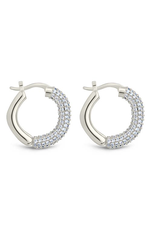 Sterling Forever Cordelia Pavé Cubic Zirconia Huggie Hoop Earrings In Silver