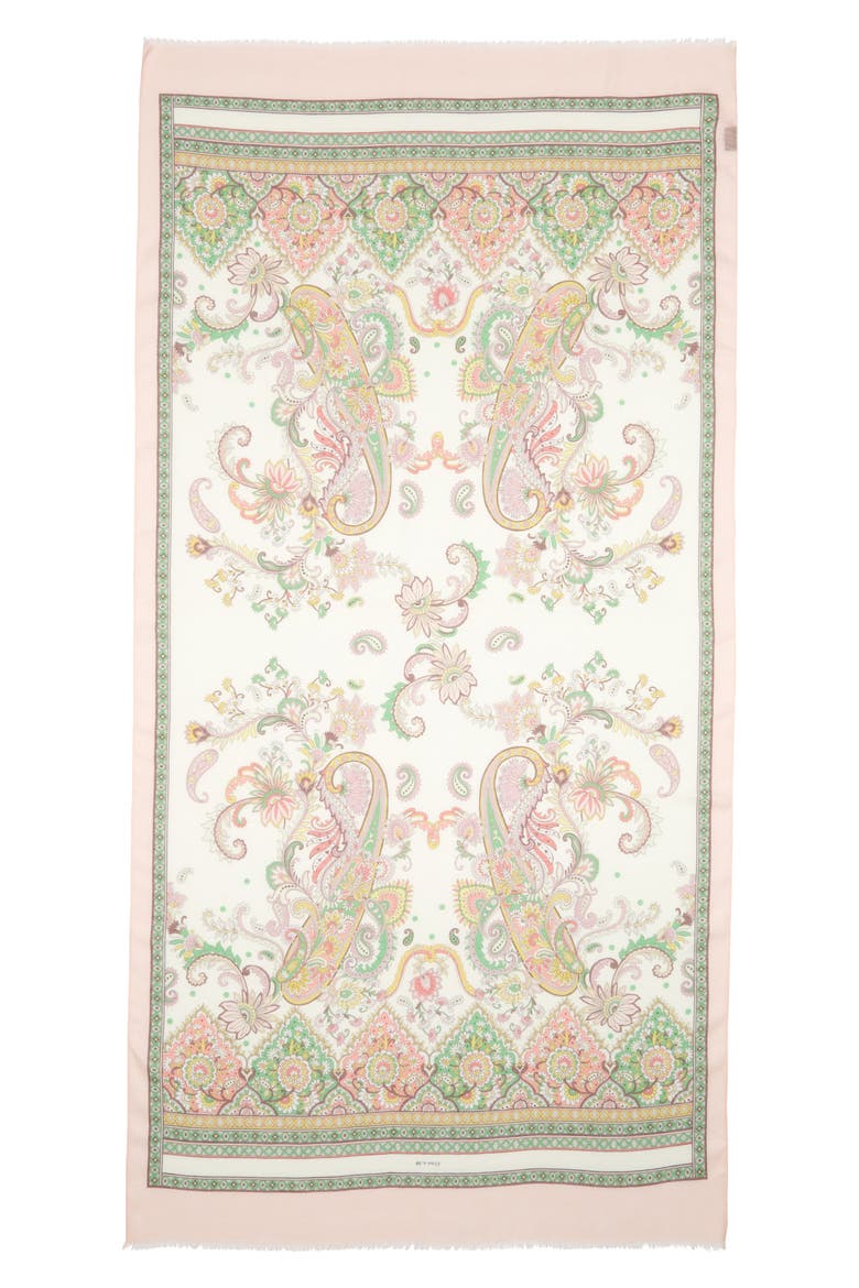 Nabucco Paisley Modal Blend Scarf, Main, color, PRINT ON WHITE BASE 3