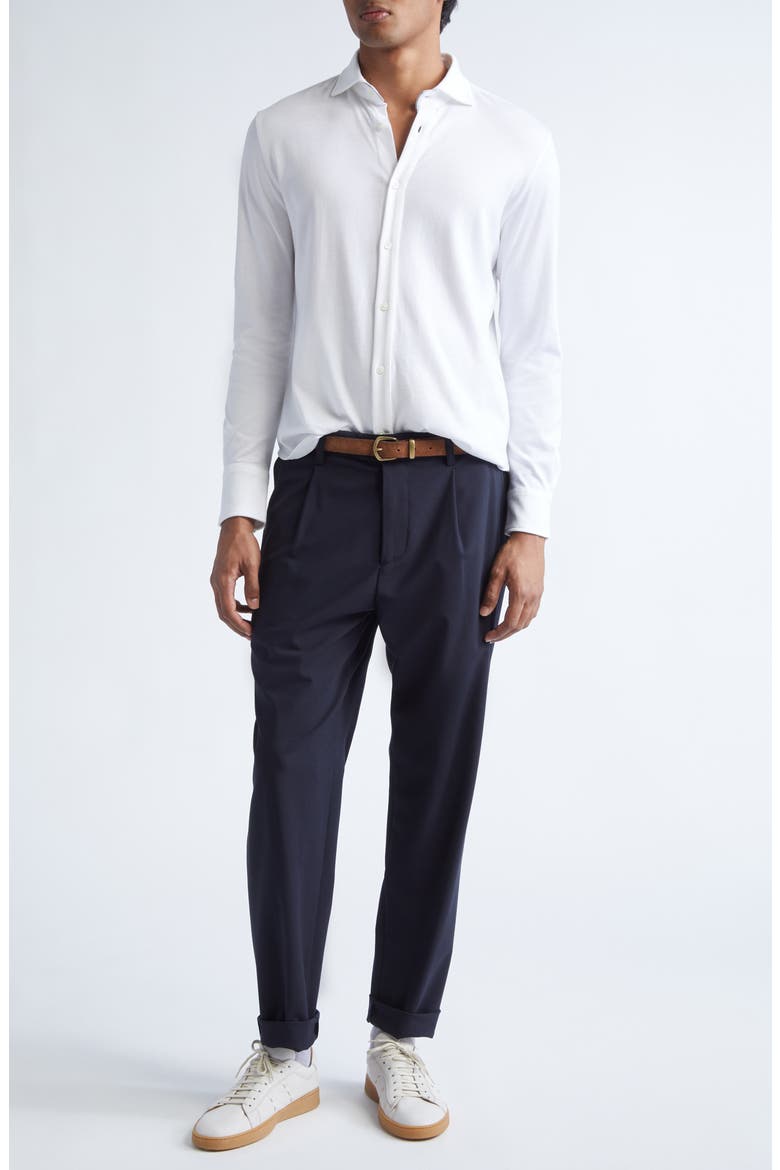 Pleated Stretch Virgin Wool Pants, Alternate, color, 11N NEW BLUE