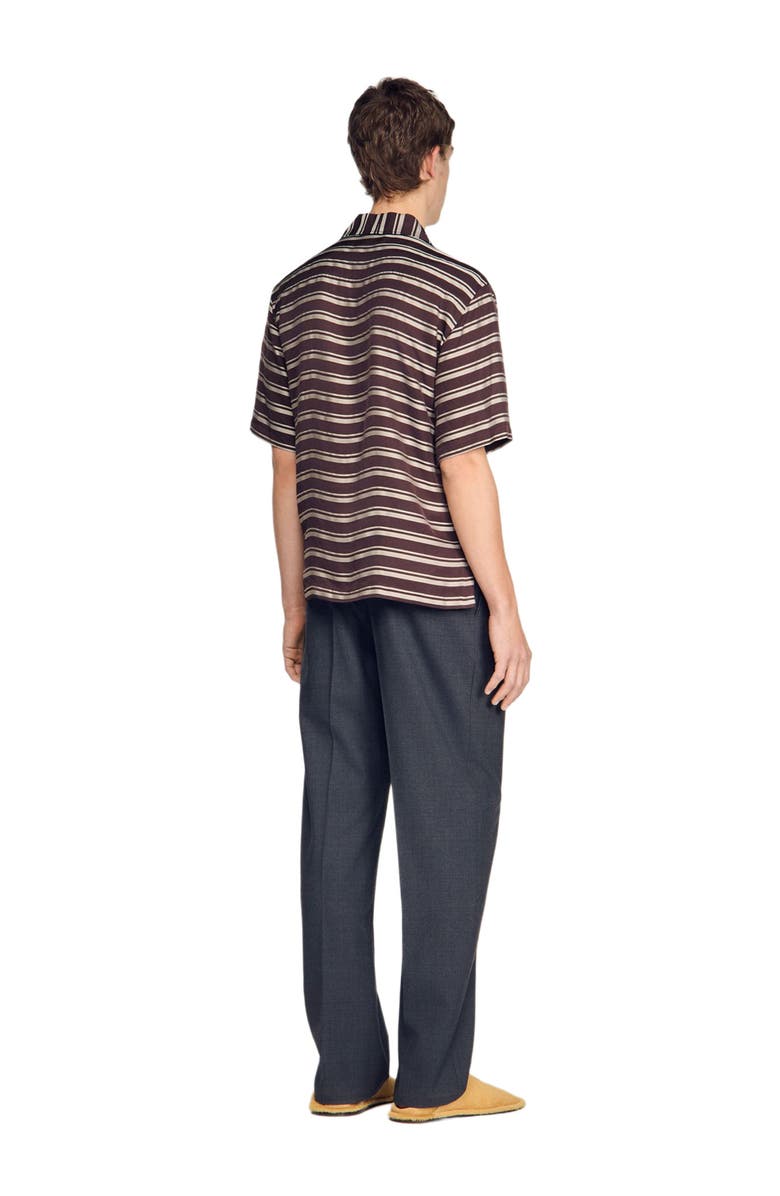 SANDRO Striped boat neck shirt, Alternate, color, Chocolate