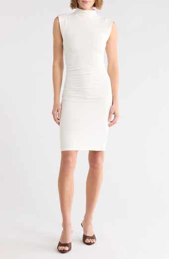 Good American Ruched Funnel Neck Jersey Minidress
