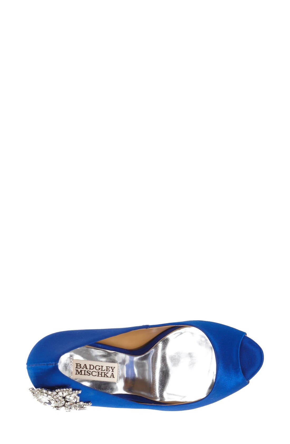 Badgley Mischka 'Royal' Crystal Embellished Peeptoe Pump, Alternate, color, IRIS