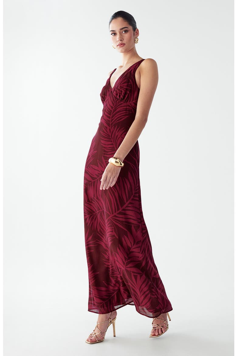 Chelsea Dress, Alternate, color, Burgundy Palms