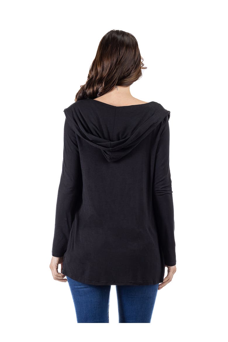 Open Front Lightweight Hooded Cardigan, Alternate, color, Black