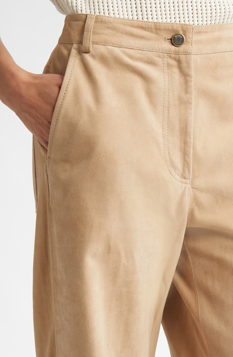 Max Mara Studio Harald Suede Wide Leg Pants, Alternate, color, Sand