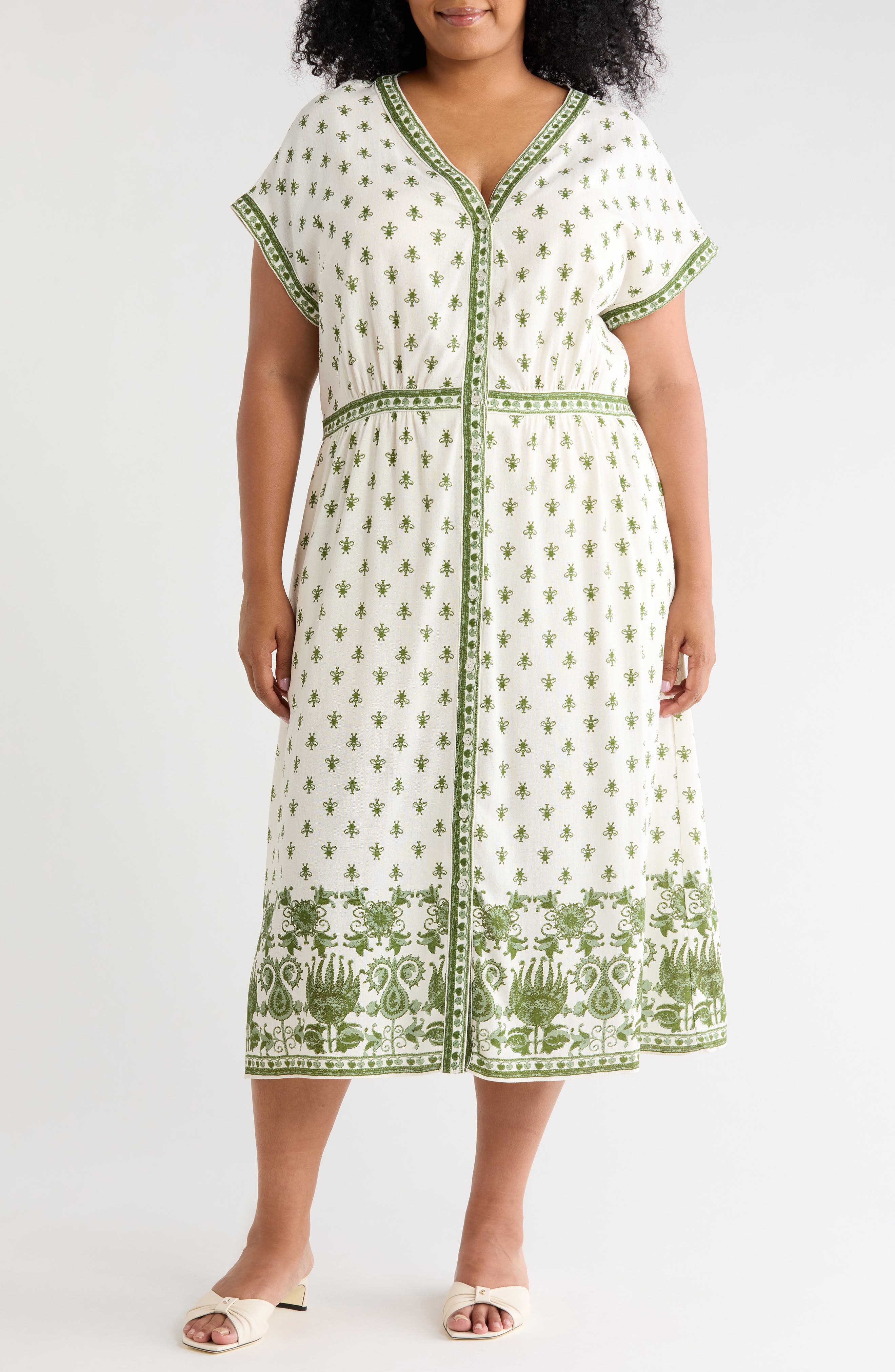 Button Front Midi Dress