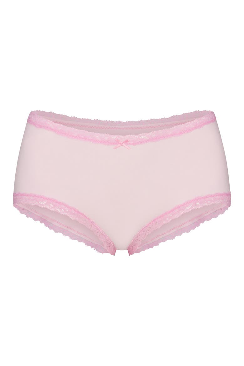 Lightweight Stretch Cotton Lace Boyshorts, Alternate, color, Z/DNUCHERRY BLOSSOMDNU