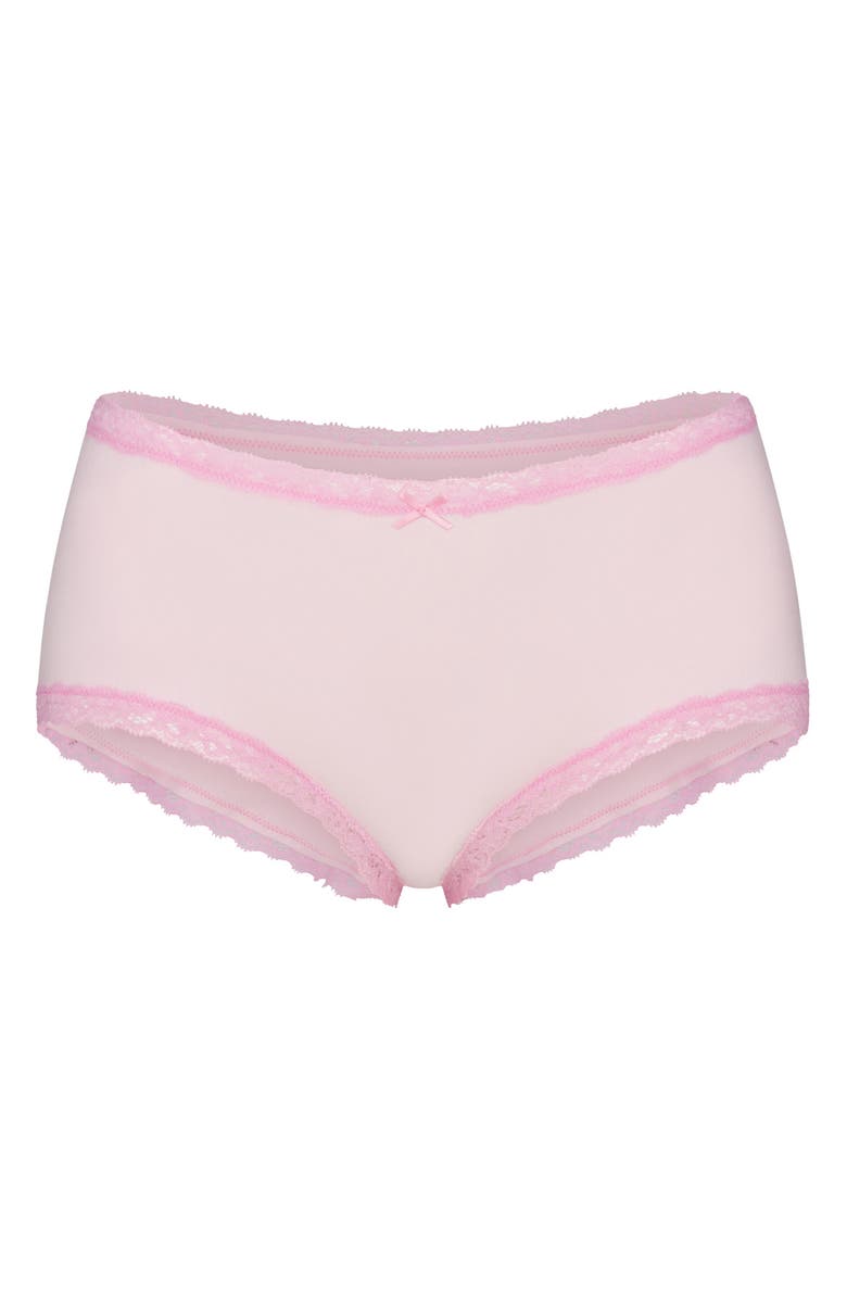 SKIMS Lightweight Stretch Cotton Lace Boyshorts, Alternate, color, Z/Dnucherry Blossomdnu