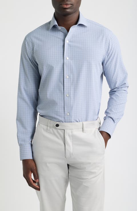 Herb Tailored Fit Check Performance Poplin Button-Down Shirt