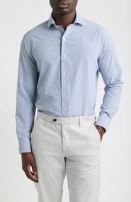 Peter Millar Herb Tailored Fit Check Performance Poplin Button-Down Shirt