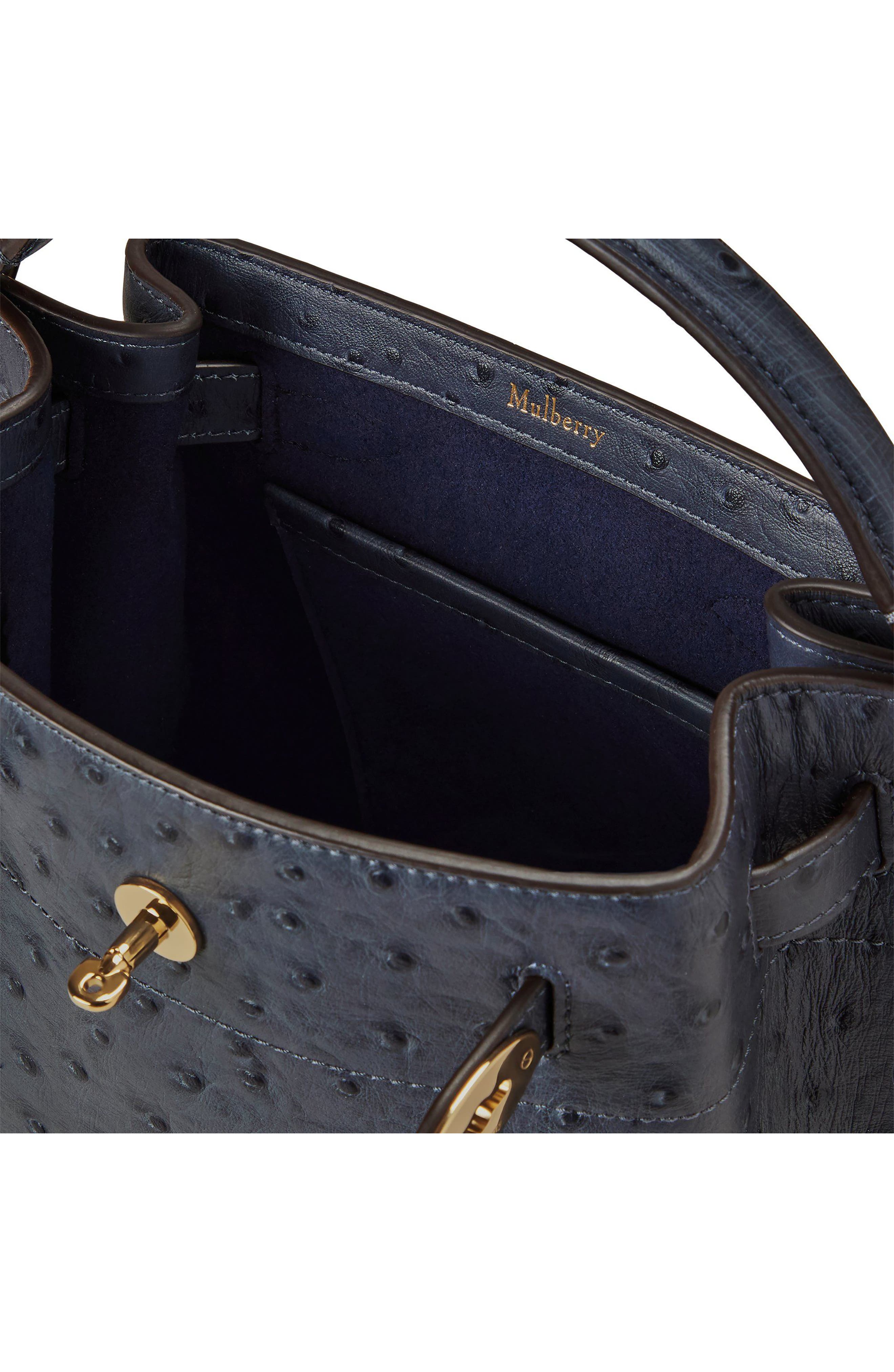 Mulberry Islington Ostrich Embossed Leather Bucket Bag, Alternate, color, Stormy Blue