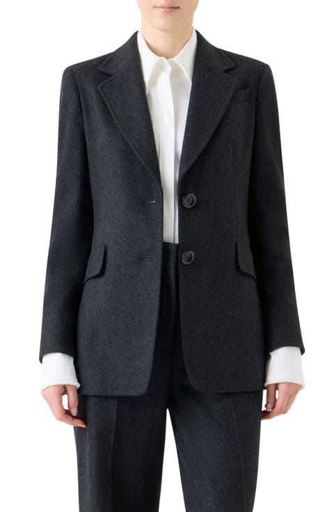 Wool Blend Flannel Blazer