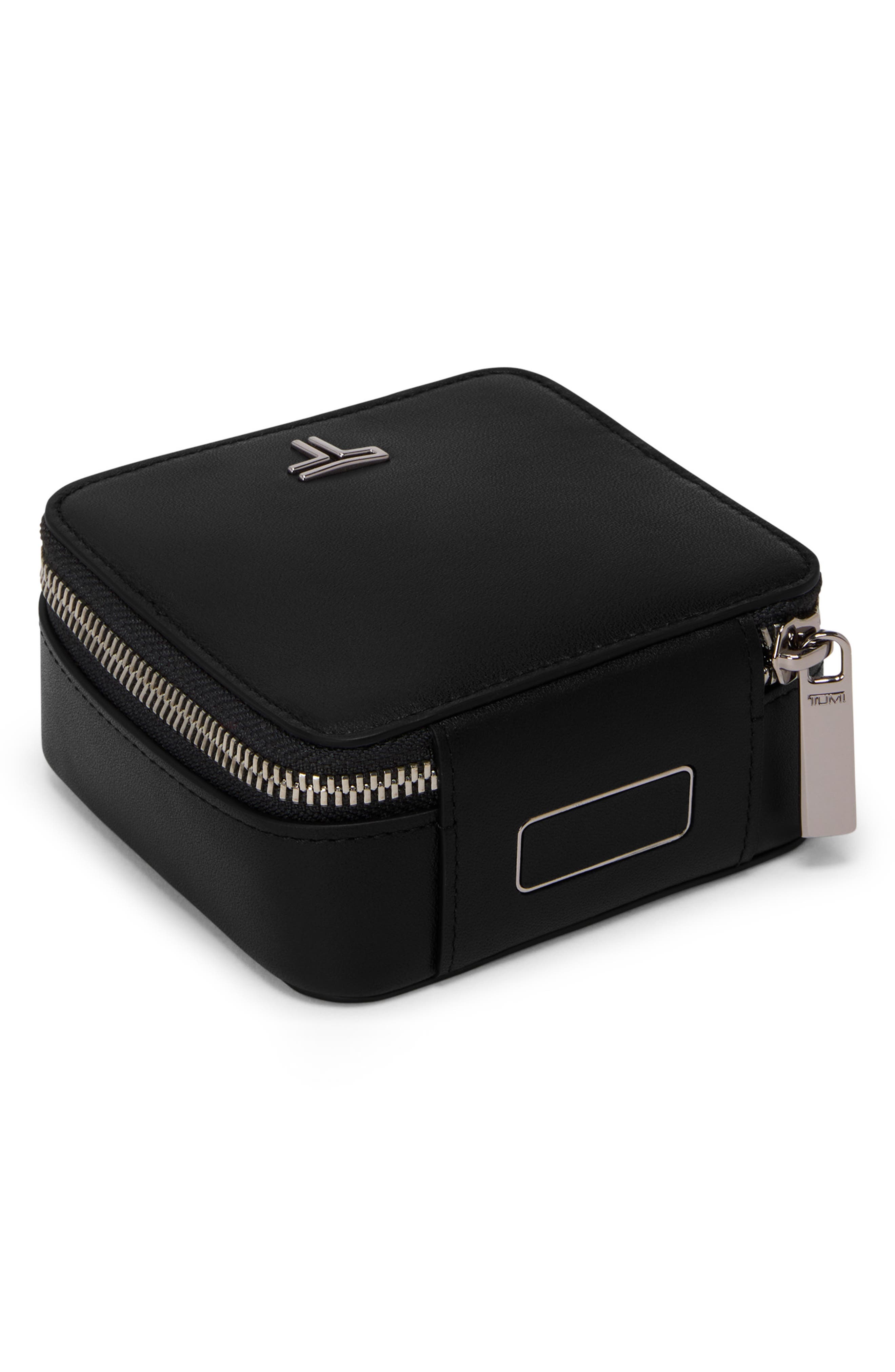 TUMI Leather Jewelry Case, Alternate, color, Black/ Gunmetal
