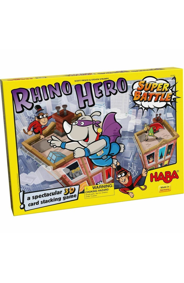 HABA Rhino Hero Super Battle - Exciting 3D Stacking Board Game for Kids & Adults, Fun Family Games, Stacking Card Games for Kids, Made in Germany, Main, color, Multi