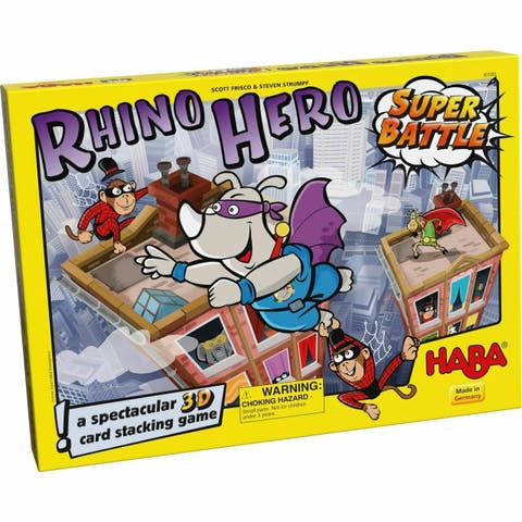 Rhino Hero Super Battle - Exciting 3D Stacking Board Game for Kids & Adults, Fun Family Games, Stacking Card Games for Kids, Made in Germany