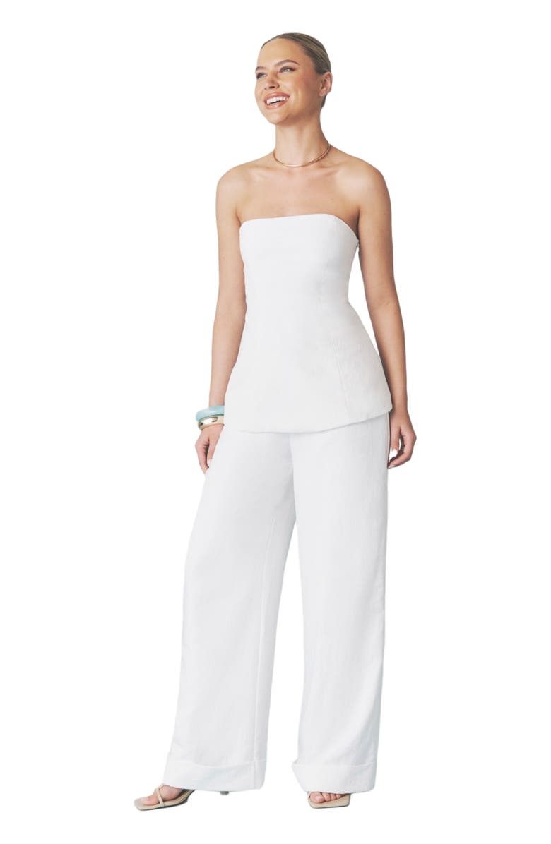 Six Stories Verity Tailored Textured Pants, Alternate, color, White