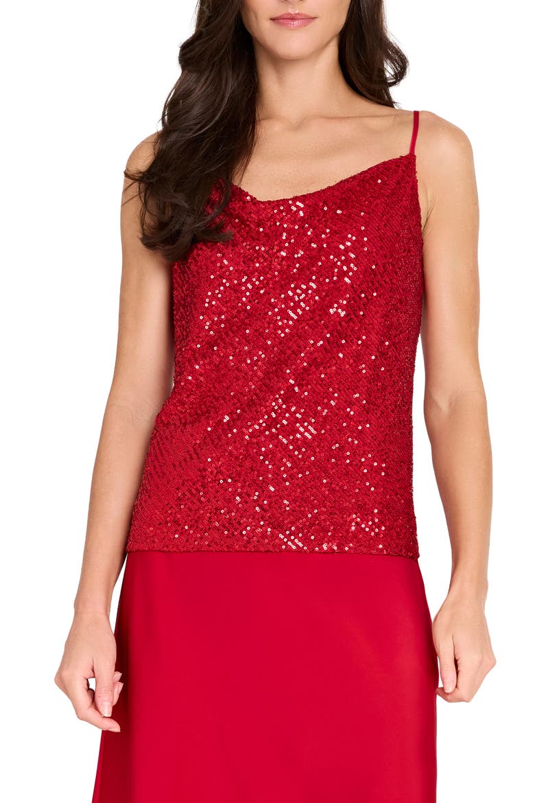 Sequin Cowl Neck Camisole, Main, color, CLARET