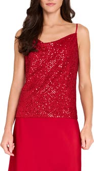 Tahari ASL Sequin Cowl Neck Camisole