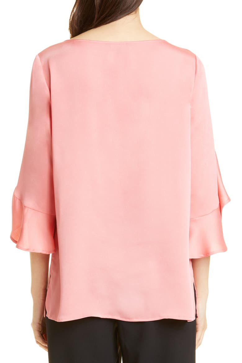 Crêpe de Chine Ruffle Sleeve Top, Alternate, color, SUGAR