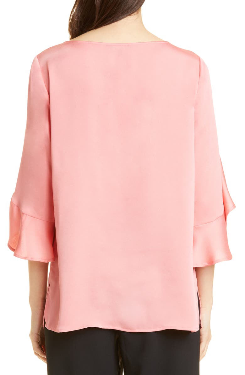 Misook Crêpe de Chine Ruffle Sleeve Top, Alternate, color, 