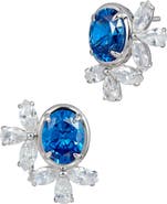 SAVVY CIE JEWELS Cubic Zirconia Cluster Oval Stud Earrings