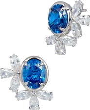 SAVVY CIE JEWELS Cubic Zirconia Cluster Oval Stud Earrings