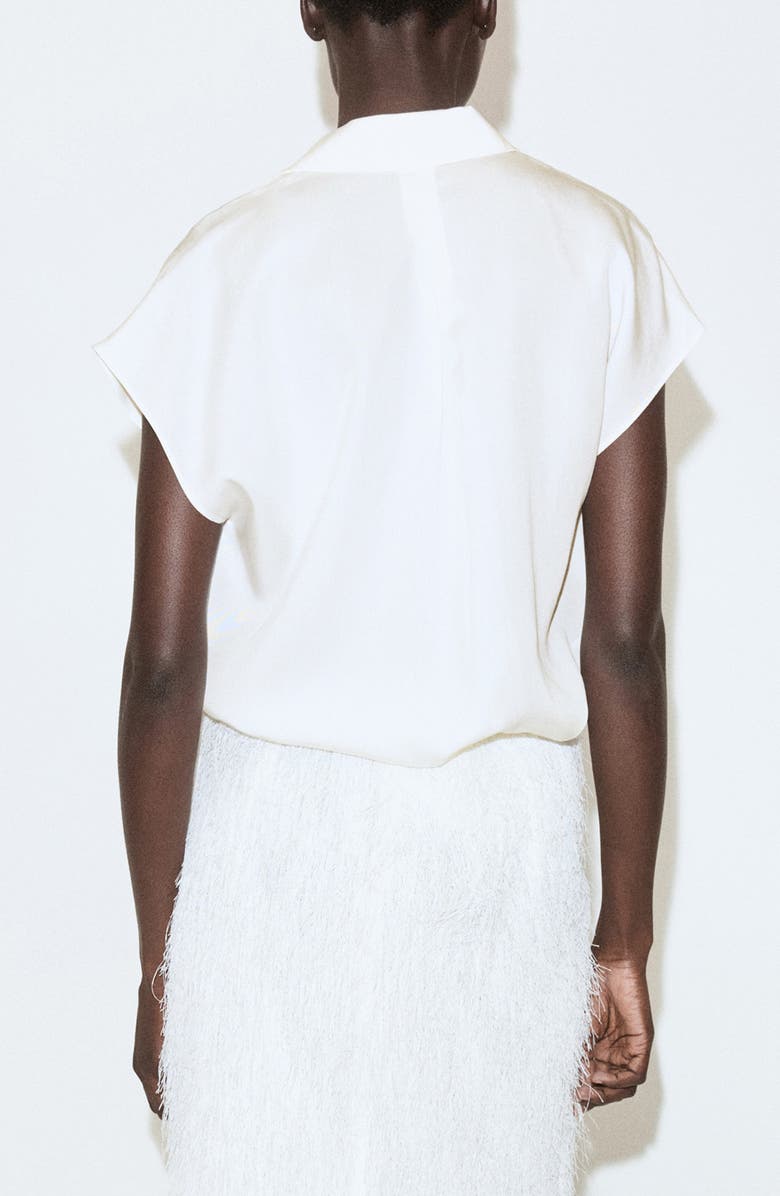 MANGO Dolman Short Sleeve Button-Up Shirt, Alternate, color, Off White
