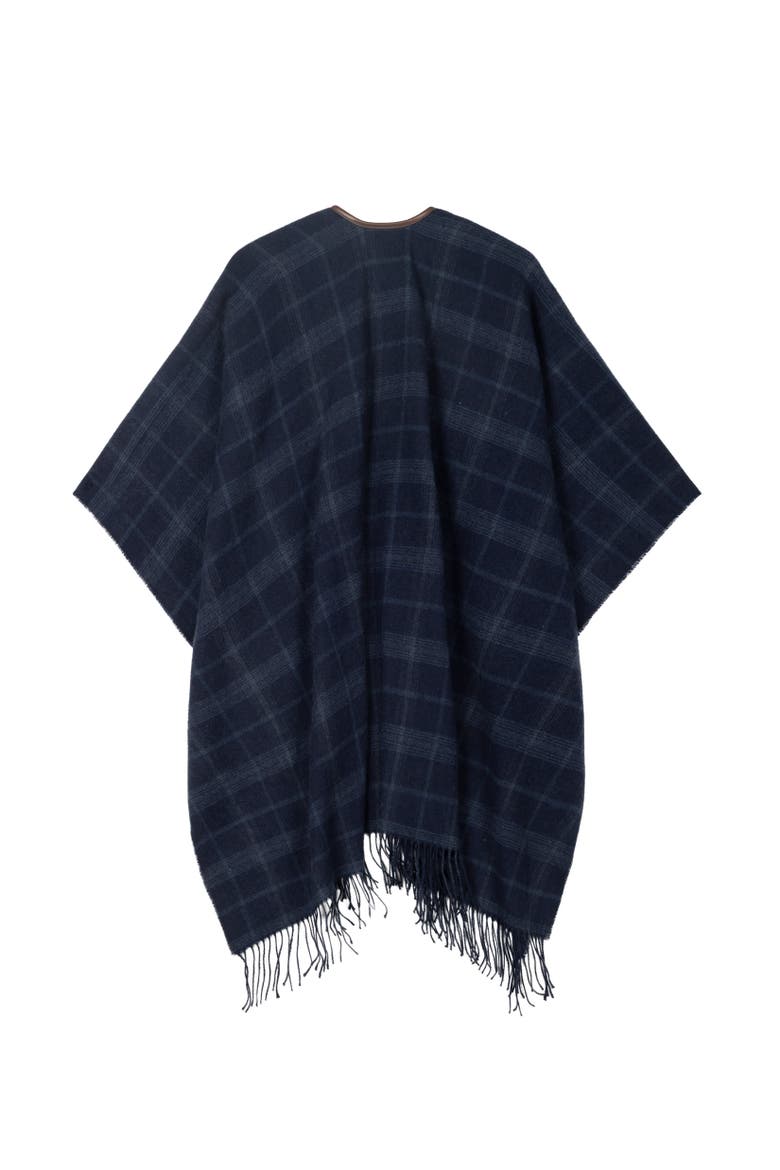 plaid ruana with fringe, Alternate, color, blue multi