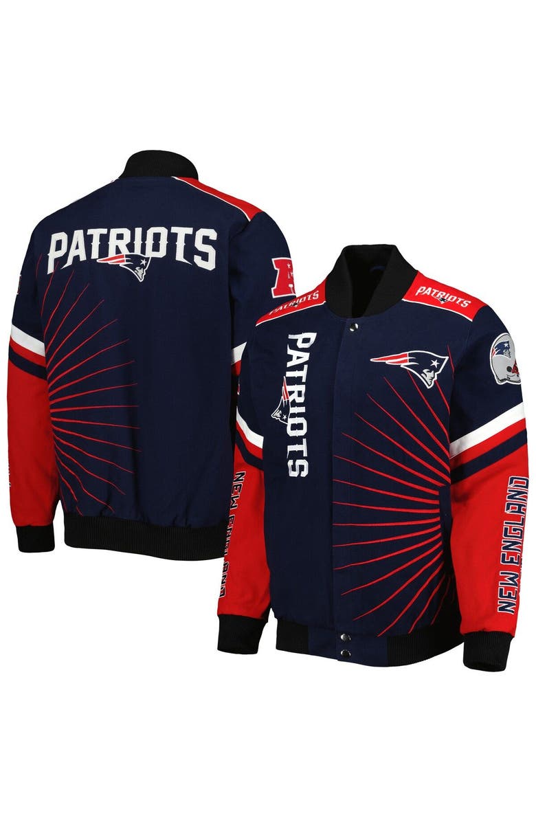 G-III SPORTS BY CARL BANKS Men's G-III Sports by Carl Banks Navy New England Patriots Extreme Redzone Full-Snap Varsity Jacket, Main, color, 