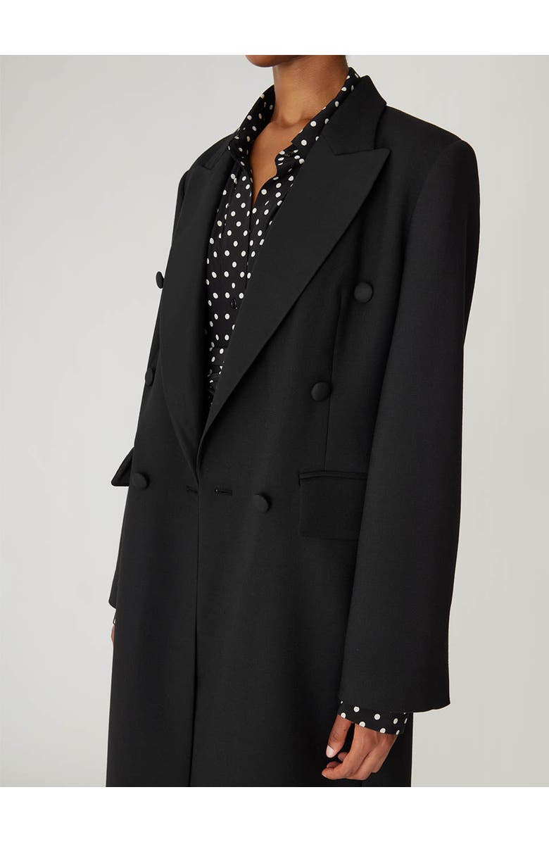 Rebecca Taylor Refined Suiting Crombie Coat, Alternate, color, Black