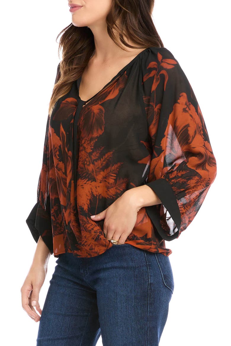 Blouson Sleeve Floral Top, Alternate, color, PRINT