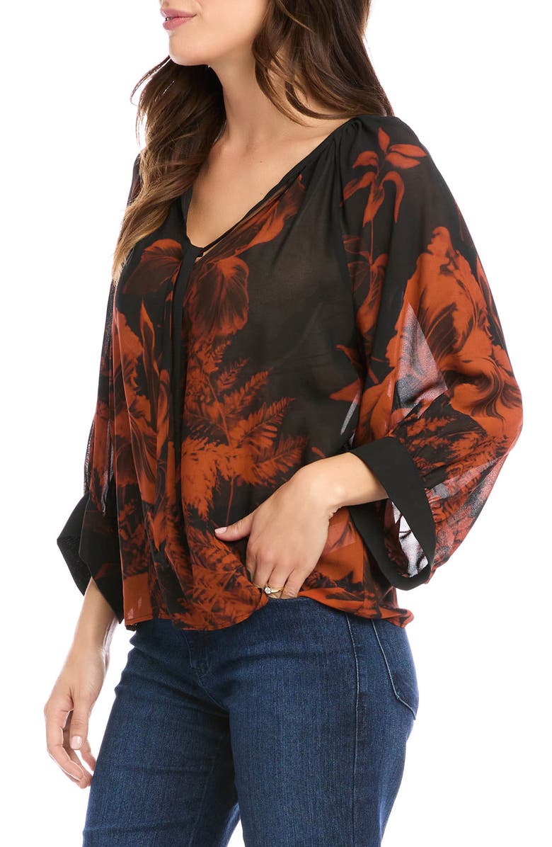 Karen Kane Blouson Sleeve Floral Top, Alternate, color,