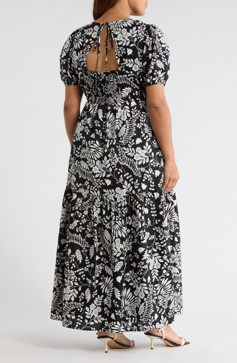 SUGARLIPS Pine Hill Floral Becca Tiered Maxi Sundress, Alternate, color, Grey-Black