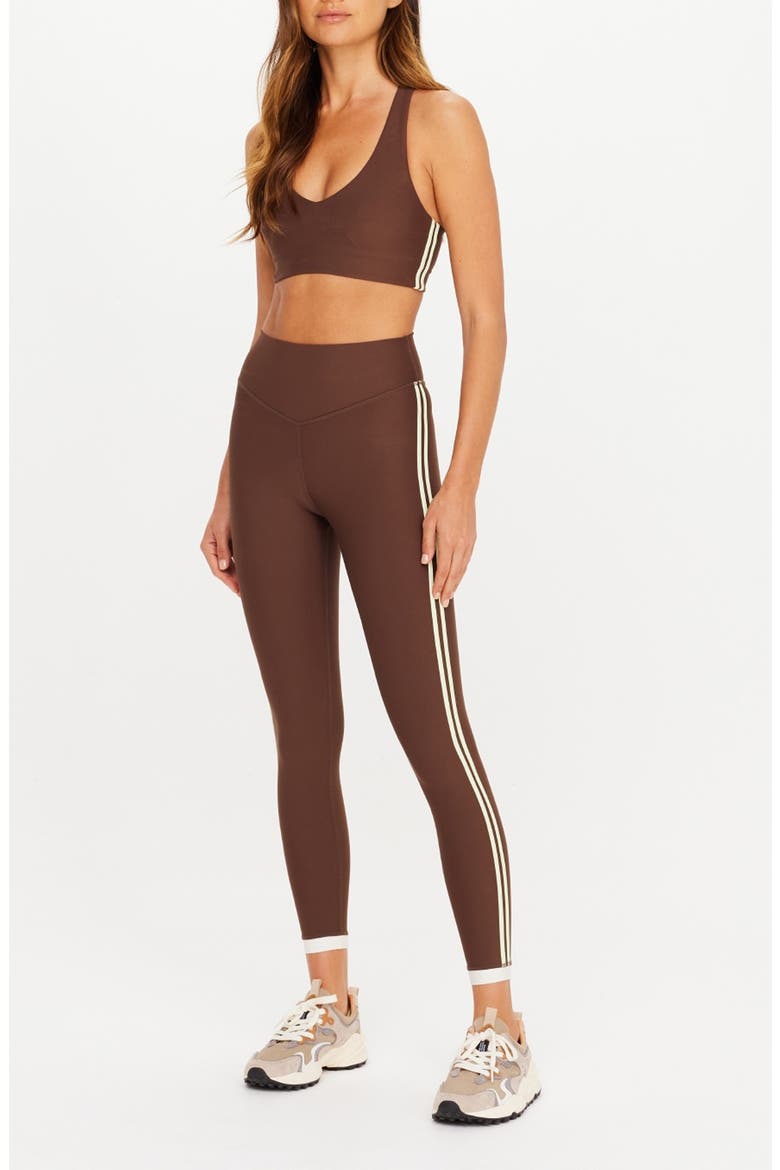 Daytona High Waist Stripe Midi Leggings, Alternate, color, BROWN