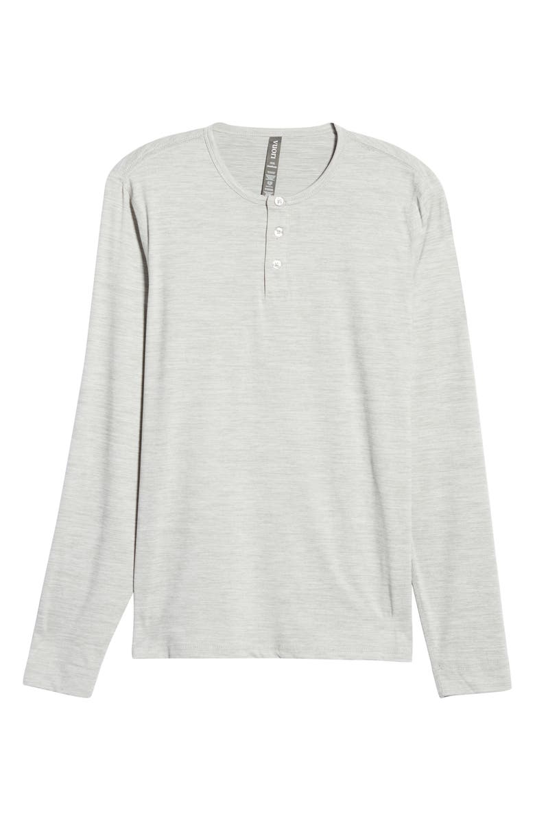 Vuori Long Sleeve Ease Performance Henley, Alternate, color, Light Heather Grey