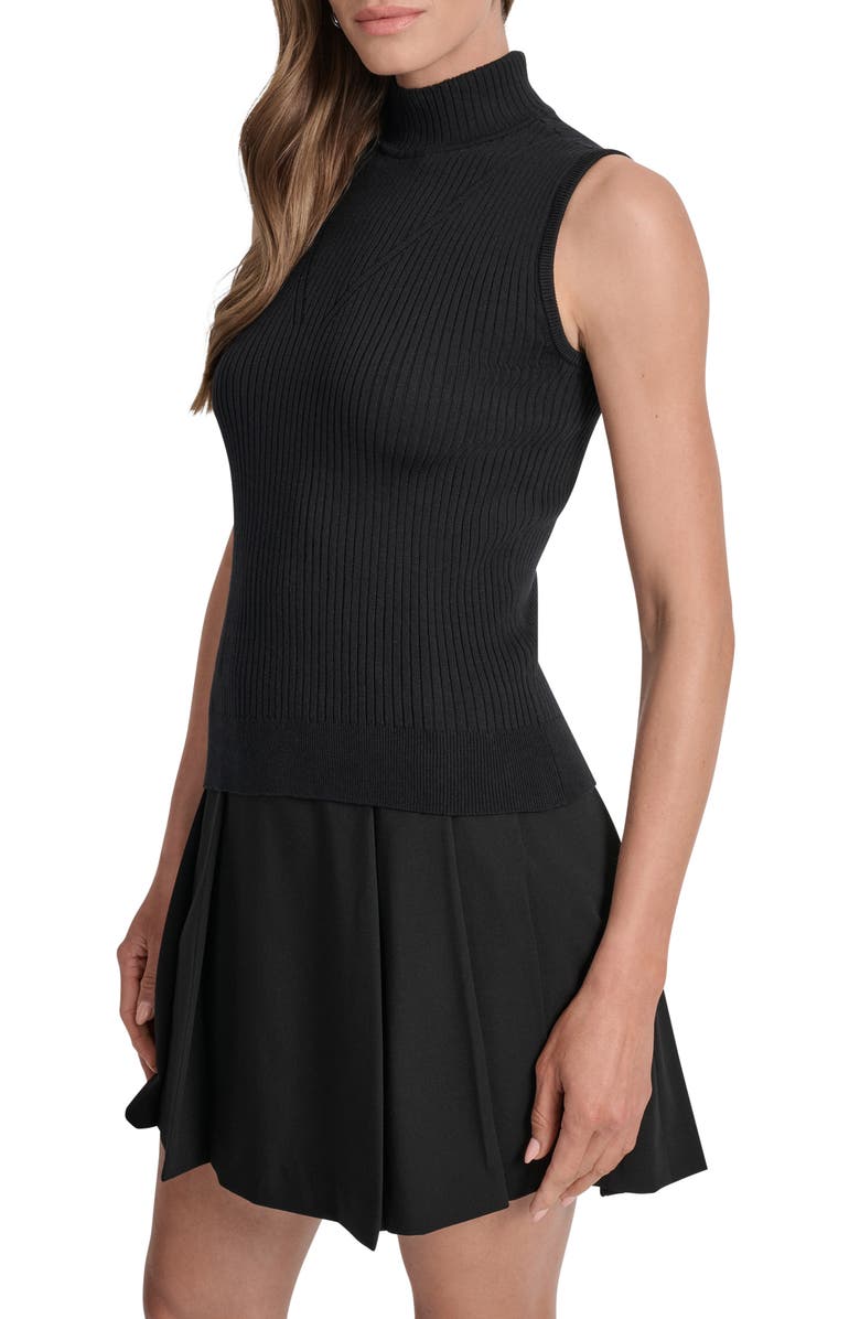 DKNY Sleeveless Mock Neck Sweater, Alternate, color, Black