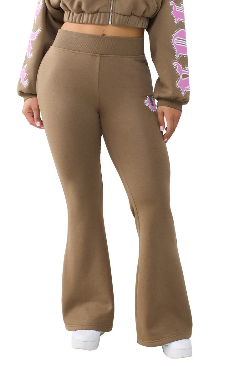 Crystal Branded Flare Pants, Main, color, SHITAKE
