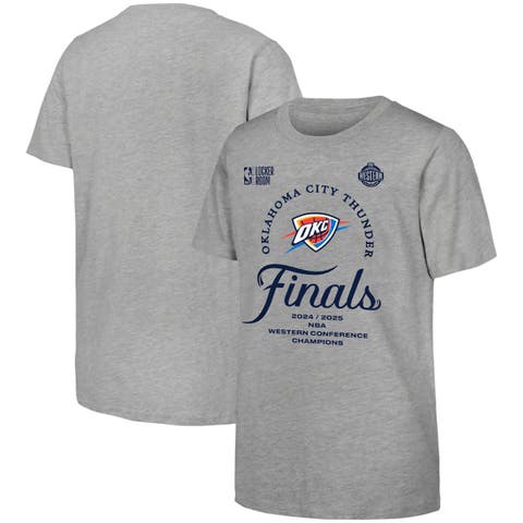 Youth  Gray Oklahoma City Thunder 2025 Western Conference Champions Locker Room T-Shirt