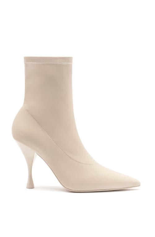 Larroude Georgia Stretch Leather Ankle Boots In Off White