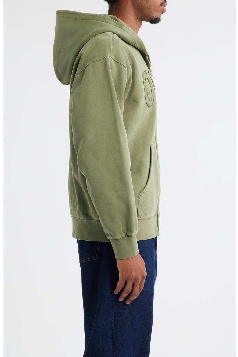 Hybrid Faded Cotton French Terry Zip Hoodie, Alternate, color, DEEP LICHEN GREEN FADED WASH