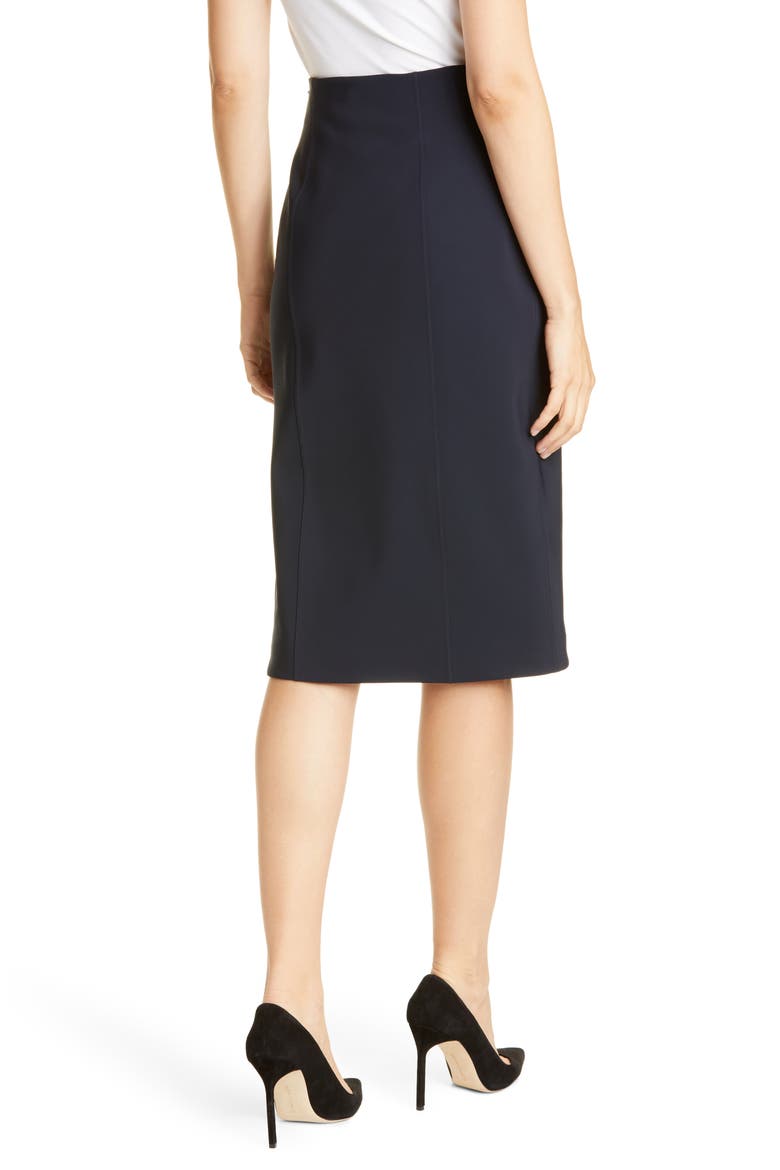 Side Slit Bonded Neoprene Pencil Skirt, Alternate, color, BLACK