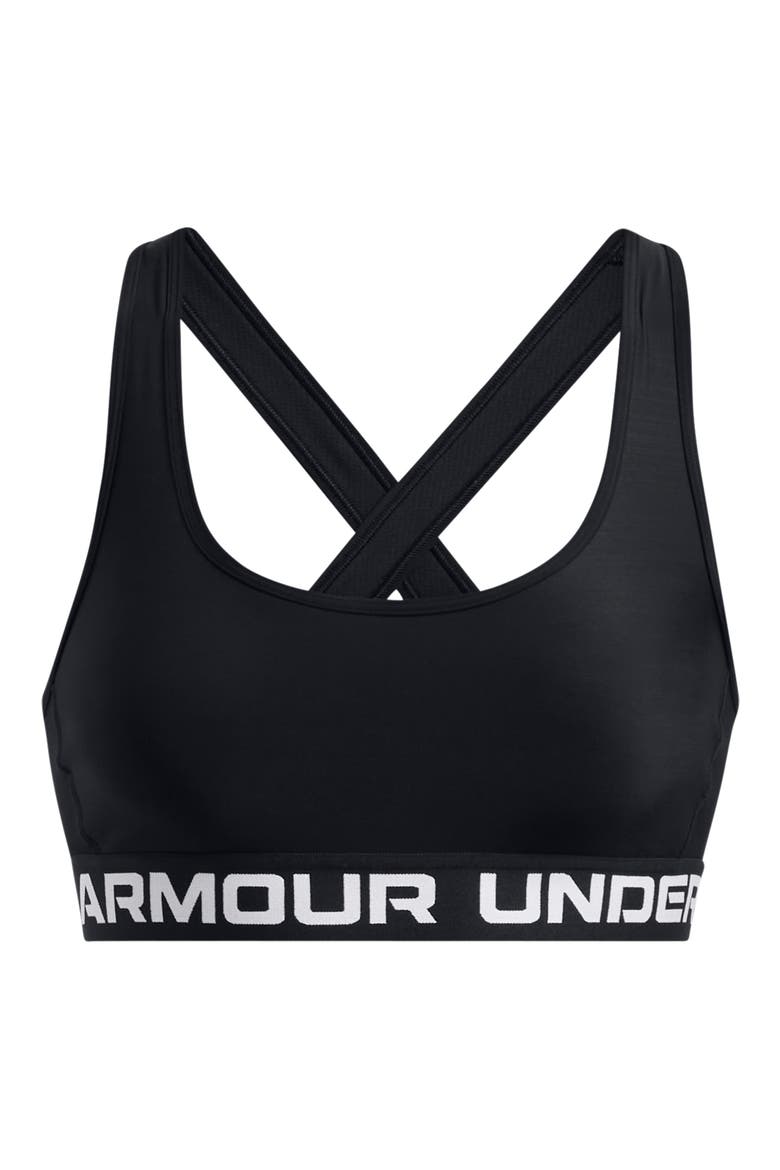 Armour Crossback Medium Impact Sports Bra, Alternate, color, BLACK